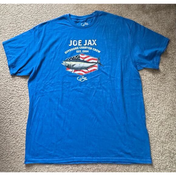 Joe Jax Shirt Adult Offshore Charter Tuna Fishing Shirt 2XL Mens XXL Blue Fish - Picture 1 of 5